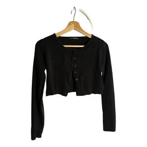 Brandy Melville Black Cropped Button-Up Cardigan